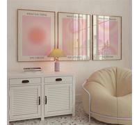 JORCEDI Set of 3 Aura Posters Pink, 3 Panels Colourful Colour Gradient, Pink Aura Pictures Room Decoration, Pink Girl Decor Wall Art Bedroom Living Room Clean Aesthetic, Without Frame (50 * 70cm,A)