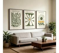 JORCEDI Set of 3 Matisse Posters,Green Matisse Wall Art Prints,Green and Beige Botanical Designs,Vintage Poster,Room Decor,for Bedroom, Living Room, Bathroom (40x50cm)