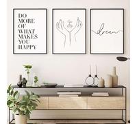 JORCEDI Set of 3 Posters, Minimalist Pictures, Modern Wall Art, Black and White Love Line Art, Abstract Canvas Wall Art Pictures, Art Posters for Living Room and Bedroom, Unframed (40x50cm)