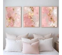 JORCEDI Set of 3 Posters,Pink Gold Abstract Wall,Pink and Gold Marble Canvas Wall Art,Modern Abstract Painting,for Living Room Bedroom Kitchen Bathroom Office,Unframed (30x40cm)
