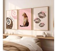 JORCEDI Set of 3 Posters,Trendy Leopard Wall Art,Pink Cheetah Print Canvas Wall Decor,8 Ball Lucky Poster,Aesthetic,for Girls Bedroom, Apartment Dorm,Living Room Unframed (21x30cm,pink 4)