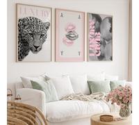 JORCEDI Set of 3 Posters,Trendy Leopard Wall Art,Pink Cheetah Print Canvas Wall Decor,8 Ball Lucky Poster,Aesthetic,for Girls Bedroom, Apartment Dorm,Living Room Unframed (21x30cm,pink 2)