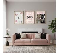JORCEDI Set of 3 Posters,Trendy Leopard Wall Art,Pink Cheetah Print Canvas Wall Decor,8 Ball Lucky Poster,Aesthetic,for Girls Bedroom, Apartment Dorm,Living Room Unframed (50x70cm,pink 6)