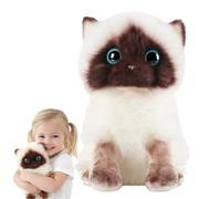 JORCEDI Siamese Cat Plush Toy,Stuffed Animal Realistic Kitten, Soft Cuddly Cat Toy, Home Decor,Interactive Play,Perfect Presents for Boys Girls Kids Birthday Party Decoration (20cm)
