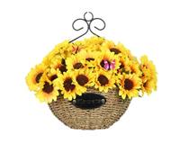 JORCEDI Simulated Hanging Flower Basket Artificial Hanging Flowers Basket with Flowers Chain Hanging Basket Bracket for Home Outdoors Garden Patio (Q)