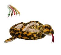 JORCEDI Snake Plush Toy, Soft Stuffed Snake 3D, Straight Snake Soft Toy, Python Stuffed Animal, Anaconda Fake Snakes Cuddly Doll, Gifts for Kids Birthday Decoration Prank Props (Brown-A,120cm)