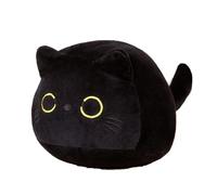 JORCEDI Soft Black Cat Stuffed Animal Plush Toy, Cute Creative Cat Shaped Soft Pillow Doll, Fluffy Plush Doll Gift for Kids, Boys Girls Birthday Christmas Daily Gift Home Decor (Black ear,25CM)