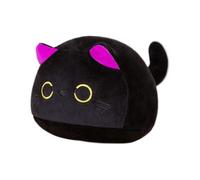 JORCEDI Soft Black Cat Stuffed Animal Plush Toy, Cute Creative Cat Shaped Soft Pillow Doll, Fluffy Plush Doll Gift for Kids, Boys Girls Birthday Christmas Daily Gift Home Decor (Purple ear,15CM)
