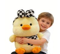 JORCEDI Soft Toy Duck, Duck Plush Cushion, Cute Little Yellow Duck Plush Doll With A Sweet Bow And Scarf, Duckling Soft Toy for Children, Girls And Adults (45cm,Yellow)