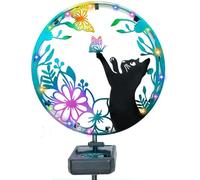 JORCEDI Solar Garden Lights, Metal Cat Decorative Stake, Waterproof,Outdoor Solar Cat Stake Light Metal Cat Figurine with Solar Lights Garden Decor Patio Lawn