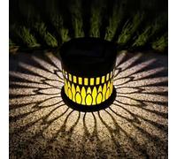 JORCEDI Solar Lights Outdoor,Solar Powered Fence Lights,Hollow Out Metal Solar Light,Mandala Sunflower Metal Design, Outdoor Deck Step Wall Light, for Fence, Patio, Garden Decor (2pcs,Sunflower 1)