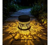 JORCEDI Solar Lights Outdoor,Solar Powered Fence Lights,Hollow Out Metal Solar Light,Mandala Sunflower Metal Design, Outdoor Deck Step Wall Light, for Fence, Patio, Garden Decor (2pcs,Sunflower 2)