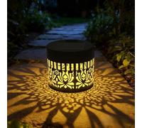 JORCEDI Solar Lights Outdoor,Solar Powered Fence Lights,Hollow Out Metal Solar Light,Mandala Sunflower Metal Design, Outdoor Deck Step Wall Light, for Fence, Patio, Garden Decor (2pcs,Peony)