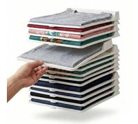 JORCEDI Stackable Closet Organizer for Clothes Folded 15 Pcs Stackable Closet Shirt Organizer System for Shirts Jeans Pants (White A,5 Pcs)