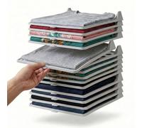 JORCEDI Stackable Closet Organizer for Clothes Folded 15 Pcs Stackable Closet Shirt Organizer System for Shirts Jeans Pants (Gray,15 Pcs)