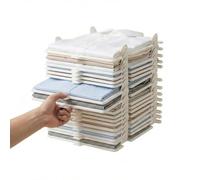 JORCEDI Stackable Closet Organizer for Clothes Folded 15 Pcs Stackable Closet Shirt Organizer System for Shirts Jeans Pants (White B,5 Pcs)