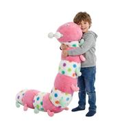 JORCEDI Stuffed Caterpillar Toy,Soft Caterpillar with A Pattern,Long Cute Plush-Sleeping Pillow Doll Toy,Decor for Bedroom and Sofa,Perfect Presents for Boys Girls (115cm,Pink)