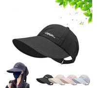 JORCEDI Sunscreen Baseball Hat for Unisex Wide Brim Outdoor Half Hollow Top Cap (Black)