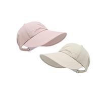 JORCEDI Sunscreen Baseball Hat for Unisex, Wide Brim Outdoor UV Adjustable Half Hollow Top Cap, Lightweight Protection Sport Tennis Visor for Beach, Hiking & Sports (Pink+Beige)