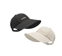 JORCEDI Sunscreen Baseball Hat for Unisex, Wide Brim Outdoor UV Adjustable Half Hollow Top Cap, Lightweight Protection Sport Tennis Visor for Beach, Hiking & Sports (Black+Beige)