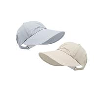 JORCEDI Sunscreen Baseball Hat for Unisex, Wide Brim Outdoor UV Adjustable Half Hollow Top Cap, Lightweight Protection Sport Tennis Visor for Beach, Hiking & Sports (Blue+Beige)
