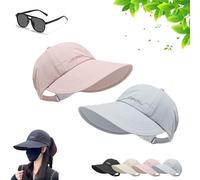 JORCEDI Sunscreen Baseball Hat for Unisex, Wide Brim Outdoor UV Adjustable Half Hollow Top Cap, Lightweight Protection Sport Tennis Visor for Beach, Hiking & Sports (Pink+Blue)