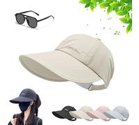 JORCEDI Sunscreen Baseball Hat for Unisex, Wide Brim Outdoor UV Adjustable Half Hollow Top Cap, Lightweight Protection Sport Tennis Visor for Beach, Hiking & Sports (Beige)