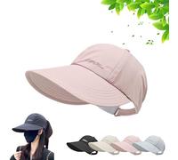JORCEDI Sunscreen Baseball Hat for Unisex, Wide Brim Outdoor UV Adjustable Half Hollow Top Cap, Lightweight Protection Sport Tennis Visor for Beach, Hiking & Sports (Pink)