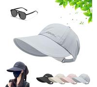 JORCEDI Sunscreen Baseball Hat for Unisex, Wide Brim Outdoor UV Adjustable Half Hollow Top Cap, Lightweight Protection Sport Tennis Visor for Beach, Hiking & Sports (Blue)