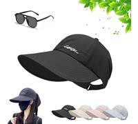 JORCEDI Sunscreen Baseball Hat for Unisex, Wide Brim Outdoor UV Adjustable Half Hollow Top Cap, Lightweight Protection Sport Tennis Visor for Beach, Hiking & Sports (Black)
