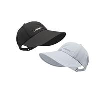 JORCEDI Sunscreen Baseball Hat for Unisex, Wide Brim Outdoor UV Adjustable Half Hollow Top Cap, Lightweight Protection Sport Tennis Visor for Beach, Hiking & Sports (Black+Blue)