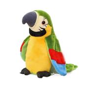 JORCEDI Talking Parrot Plush Toy, Interactive Recording Parrot Stuffed Animal with Flapping Wings, Repeats What You Say, Electronic Talking Bird Soft Toy for Kids (Green,Battery-powered version)