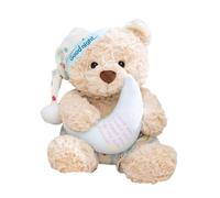 JORCEDI Teddy Bear Soft Toy Cuddly Bear 40cm Plush Toy Teddy with Sleep Cap Star-Shaped Pillow Cute Cuddly Toy for Snuggling, Sleeping Teddy Bear Gift Idea for Children and Adults (40cm,Moons)