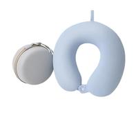 JORCEDI Travel Pillow, Memory Foam U-shaped Travel Neck Support Pillow, Suitable for Planes, Trains, Cars and The Office - A Must-have for Long Journeys, Comes with A Storage Bag (Light Blue)