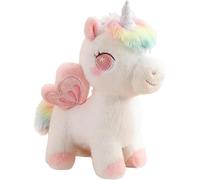JORCEDI Unicorn Plush Toys with Wings 35CM, Soft Fluffy Stuffed Animals with Rainbow Mane and Tail, Adorable Magical Plushie Gift for Kids Toddlers - Bedroom Decor, Birthday Present