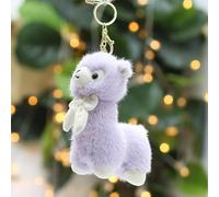 JORCEDI White Bow Alpaca Cuddly Toy, Plush Alpaca Key Ring, Llama Cuddly Toy Mini, Kawaii Plush Toy Nursery Classroom Gifts For Boys And Girls Decorations And Toys 15cm (purple,15cm/5.9in)