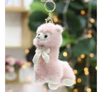 JORCEDI White Bow Alpaca Cuddly Toy, Plush Alpaca Key Ring, Llama Cuddly Toy Mini, Kawaii Plush Toy Nursery Classroom Gifts For Boys And Girls Decorations And Toys 15cm (Pink,15cm/5.9in)