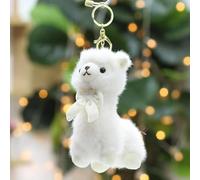 JORCEDI White Bow Alpaca Cuddly Toy, Plush Alpaca Key Ring, Llama Cuddly Toy Mini, Kawaii Plush Toy Nursery Classroom Gifts For Boys And Girls Decorations And Toys 15cm (white,15cm/5.9in)