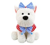 JORCEDI White West Highland Terrier Plush Dog Toy, Soft Stuffed Animal Puppy, Puppy Hugging Pillow with Bow, Westie Plush Teddy Doll, Fluffy Hugging Pillow Puppy Plushie Toy Gift for Children (32cm)