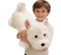 JORCEDI White Westie Puppy Plush,Adorable Soft Stuffed Dog Doll,Realistic Stuffed Animal,Soft Cuddly,Home Decoration Animal Toys,Gift for Kids, Teens & Adults (90cm)