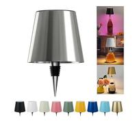 JORCEDI Wireless Bottle Lamp - Rechargeable Bottle Lights USB Rechargeable Bottle Lamp Kit, LED Bottle Lamp Wine Bottle Lamp Touch Dimmable Lamp for Bottle (Silver Plating,RGB)