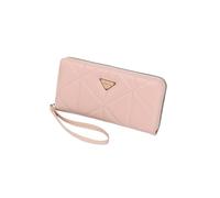 JORCEDI Women's Long Wallet, PU Leather Zip Around Clutch Purse, Large Capacity Ladies Card Holder with Wrist Strap, Fashionable Soft Wallet for Girls (Pink)