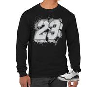 Jordan 3 Retro Cement Grey Men's Long Sleeve T-Shirt to Match Sneakers, 23 Drip Black, XL