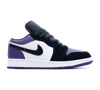 Jordan Air Jordan 1 Low Leather Textile Youth Low Top Trainers - White Black Court Purple - Size:UK 3.5