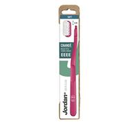 Jordan | Change Green Clean | Eco-Friendly Toothbrush with Recycled Plastic, Bio-Bristles & Replaceable Heads to Reduce Waste | Soft | 1 Handle & 4 Replacement Heads