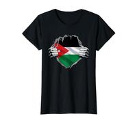 Jordan Flag Shirt Jordanian Roots Jordan Middle East Citizen Value Graphic T-Shirt, Women, Black, S
