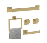 JORDAN&JUDY 5-Piece Gold Towel Rack Set, Luxury Style, Bathroom Organizer