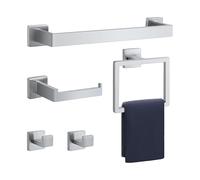 JORDAN&JUDY 5-Piece Silver Towel Rack Set, Stainless Steel, Rust-Resistant