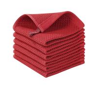 JORDAN&JUDY 6-Pack Honeycomb Kitchen Towels, Red, Durable & Easy to Clean, 30x30cm