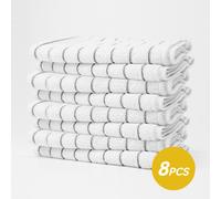 JORDAN&JUDY 8-Pack Microfiber Striped Kitchen Towels (Gray + White), Easy to Clean, 40x60cm